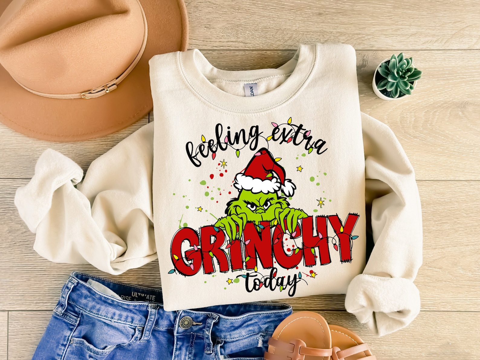 Feeling Extra Grinchy Today Christmas Sweatshirt, Funny Grinch Shirt, Grinch Sweatshirt, Grinchmas Sweatshirt, Christmas Tee, Grinch Shirt