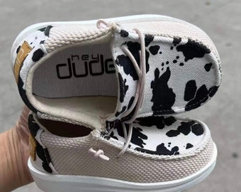 Womens Cow Print Hey Dudes - Etsy