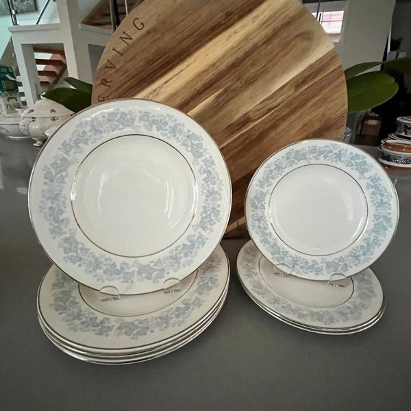 Royal Doulton Meadow Mist Salad Plates (set of 4) and Bread and Butter Plates (set of 3) Bone China Made in England H 5007