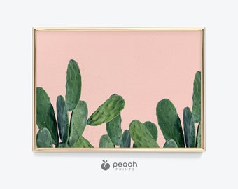 Pink Cactus Print, Succulent Print, Cactus Wall Art, Desert Print, Pastel Pink, Cactus Print, Digital Download, C3