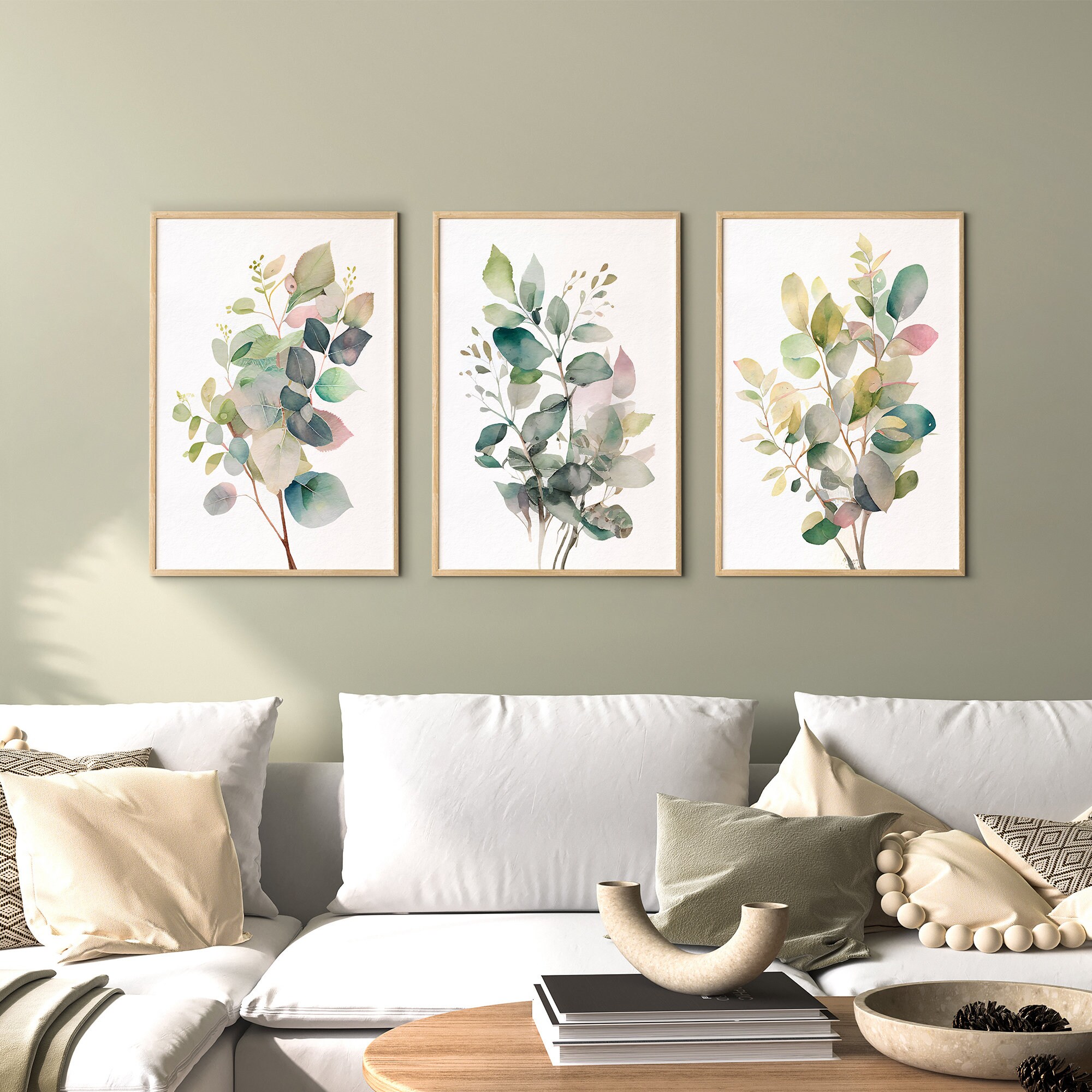 Watercolor Botanical Prints, Set of 3 Art Prints, Minimalist Design ...