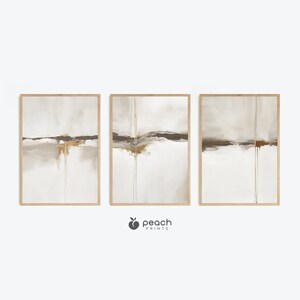 Neutral Abstract Art Prints, Set of 3 Prints, Scandinavian Wall Art, Modern Art, Nordic Decor, Beige, Printable Wall Art Decor