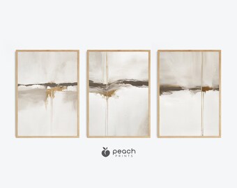 Neutral Abstract Art Prints, Set of 3 Prints, Scandinavian Wall Art, Modern Art, Nordic Decor, Beige, Printable Wall Art Decor