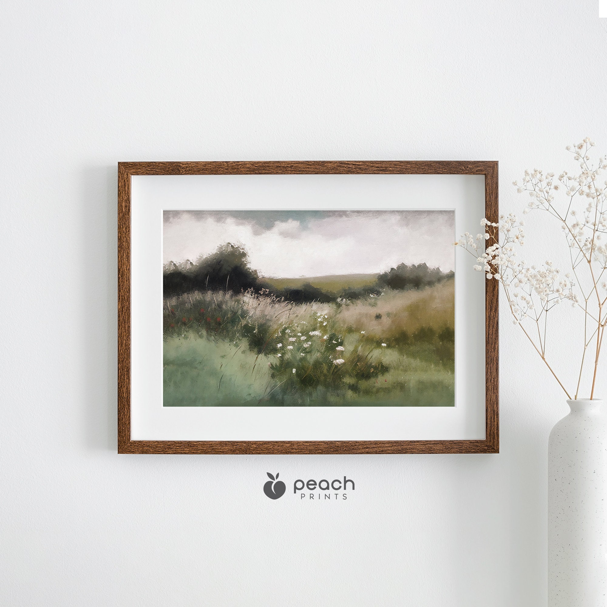 Summer Meadow Painting, Printable, Summer Wall Art, Muted Country Decor ...