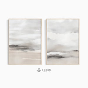 Beige Grey Set of 2 Paintings, Modern Wall Art, Abstract Print, Modern Minimalist, Abstract Wall Art Printable, Instant Download