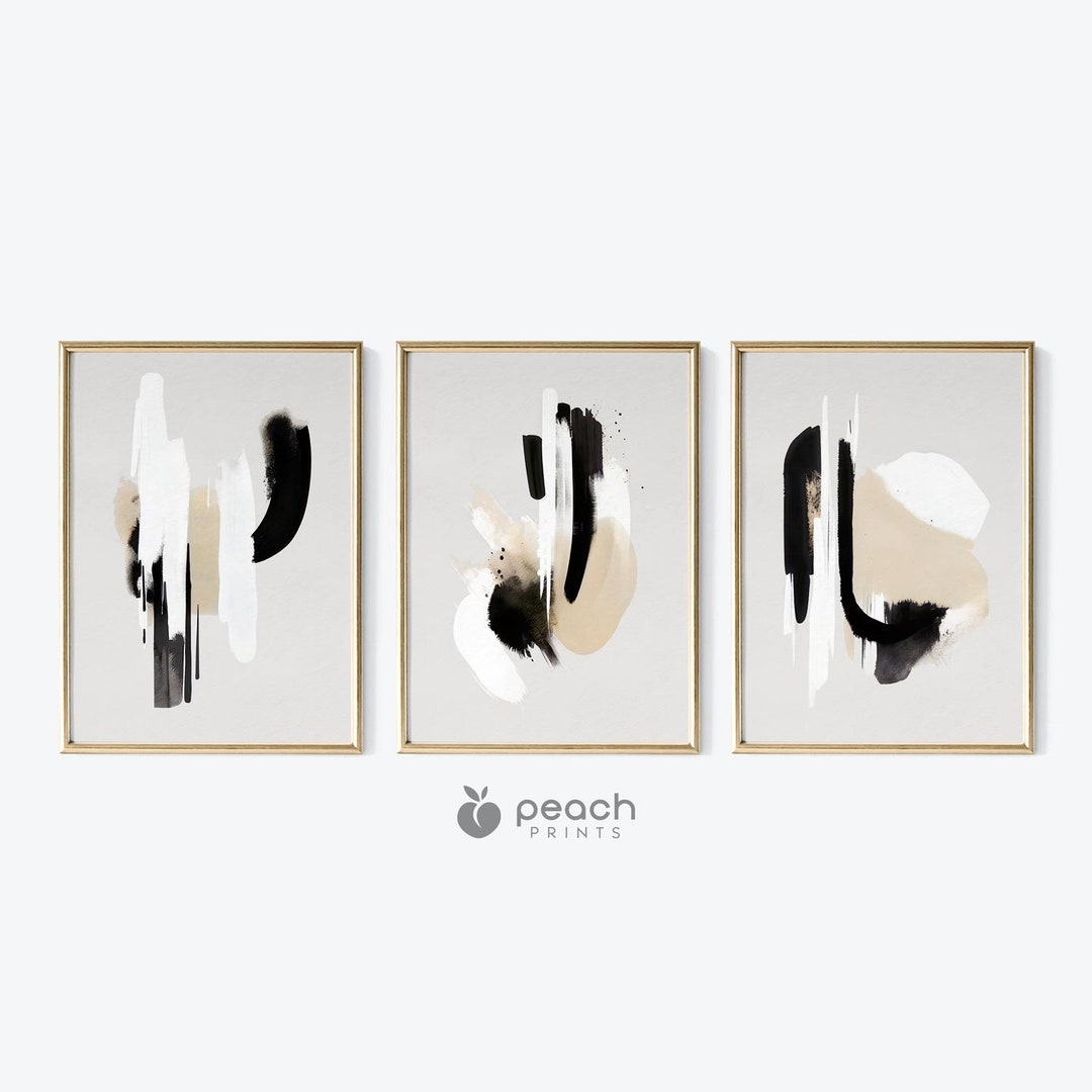 Neutral Simple Abstract Art Prints, Set of 3 Prints, Printable Wall Art ...