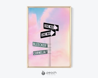 Cornelia Street Wall Art, Printable, Girly Wall Art, Retro Dorm Room Decor, Trendy Bar Cart, Preppy Art, Street Sign Wall Art
