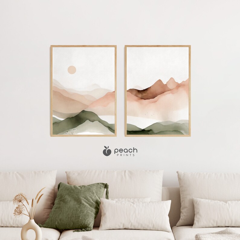 Abstract Mountain Printable Wall Art Set of 2 Modern Wall - Etsy