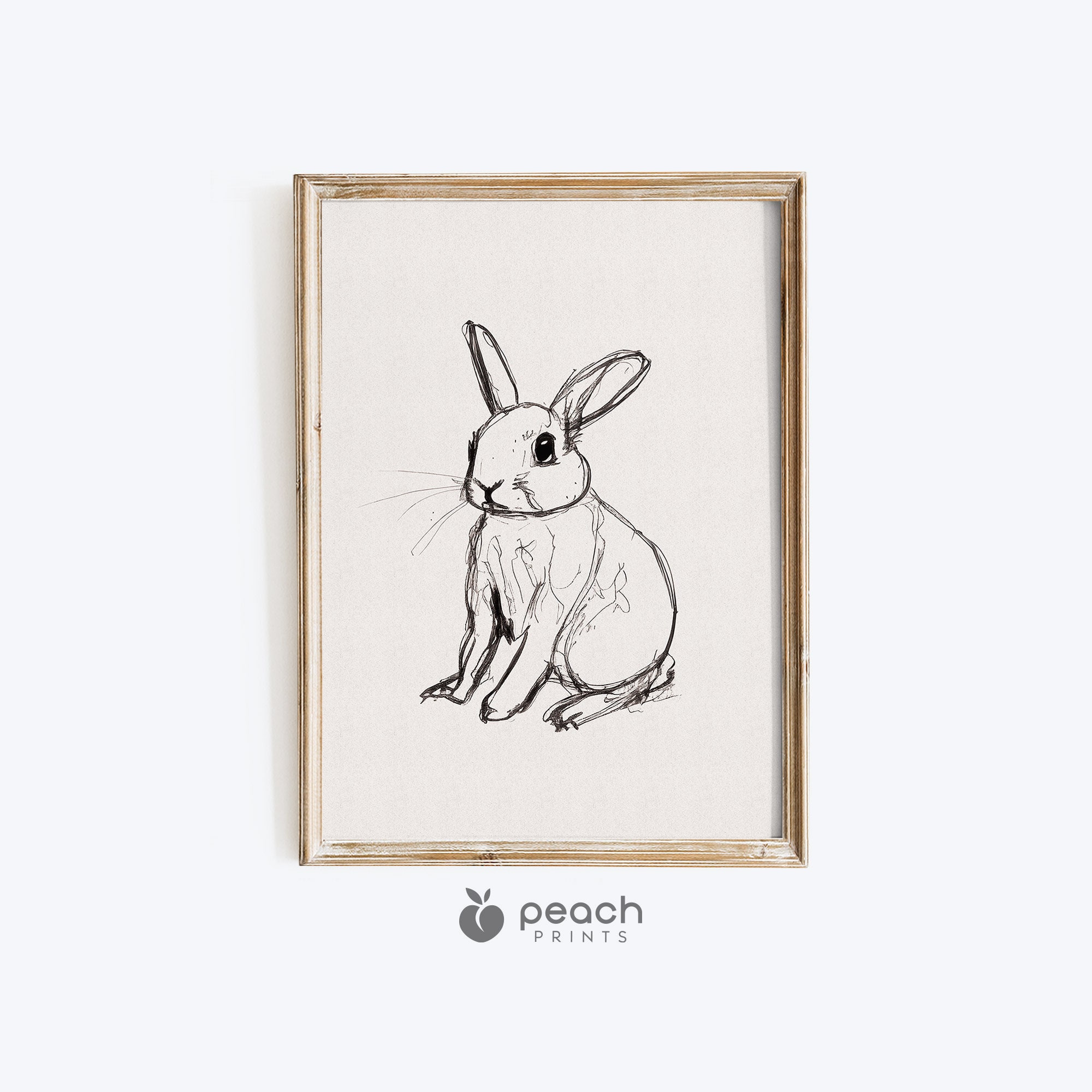 Rabbit Sketch Drawing Printable Spring Bunny Print Easter - Etsy UK