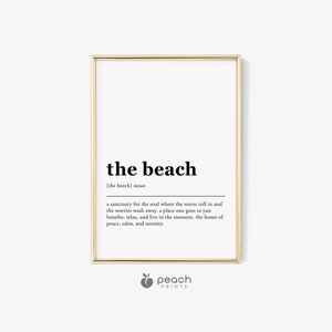 Beach Definition Print, Printable Art, Beach House Decor, Beach House Gift, Beach House Sign, Digital Download