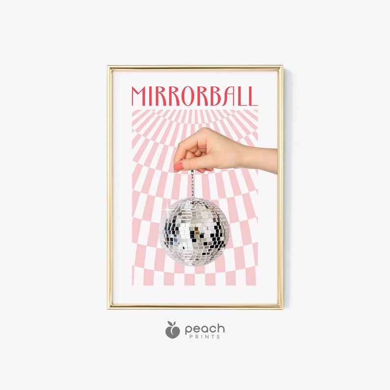 Mirrorball Print, Disco Ball Print, Girly Wall Art, Retro Dorm Room