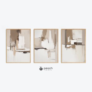 Beige Graue Abstrakte Kunst Drucke, 3er-Set Drucke, Moderne minimalistische, Skandinavische Wandkunst, Neutrale nordische Drucke, druckbare Wandkunst-Dekors