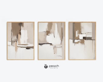 Beige Gray Abstract Art Prints, Set of 3 Prints, Modern Minimalist, Scandinavian Wall Art, Neutral Nordic Prints, Printable Wall Art Decor