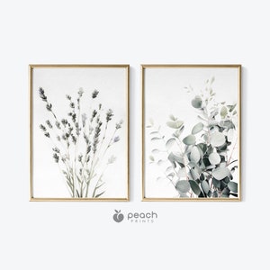 Eucalyptus Print, Lavender Print, Set of 2 Prints, Watercolor Art, Botanical Wall Art, Botanical Print, Lavender Wall Art, Farmhouse Decor
