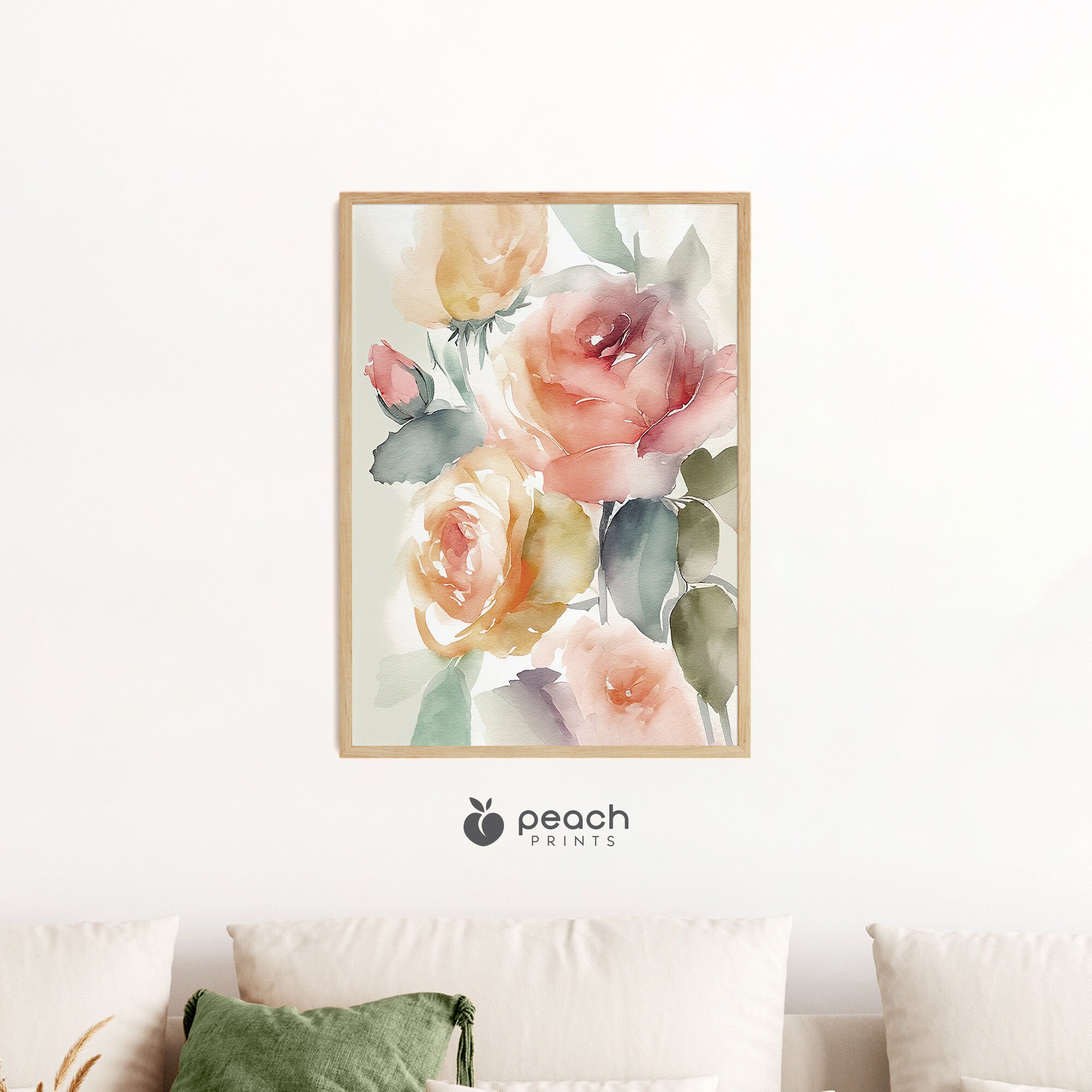 Flowers Watercolor Painting, Printable, Botanical Wall Art, Roses ...