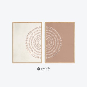 Boho Abstract Wall Art Prints, Set of 2, Printable, Neutral Wall Art, Sun Art, Boho Wall Decor, Boho Wall Art, Mid Century Modern Prints