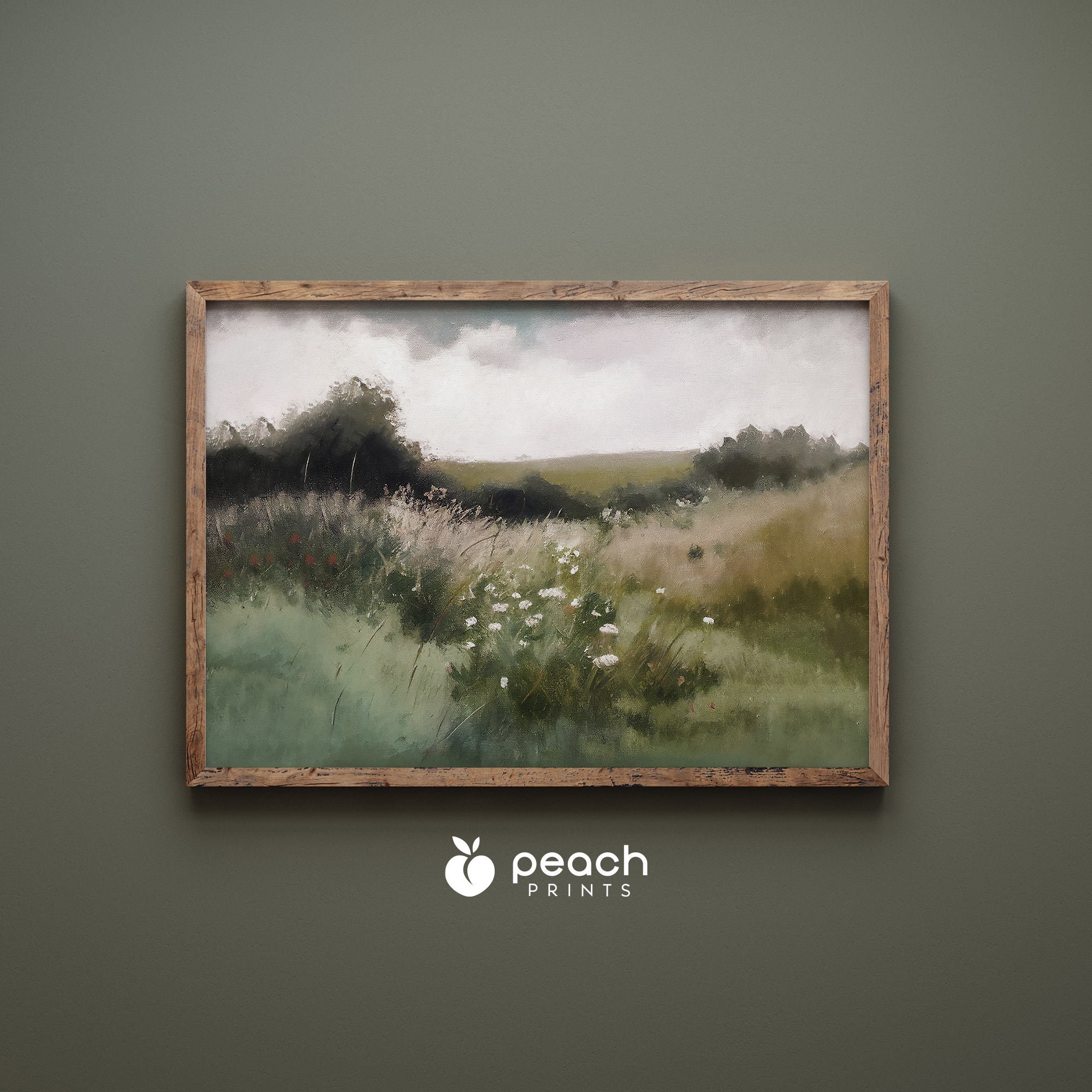 Summer Meadow Painting, Printable, Summer Wall Art, Muted Country Decor ...