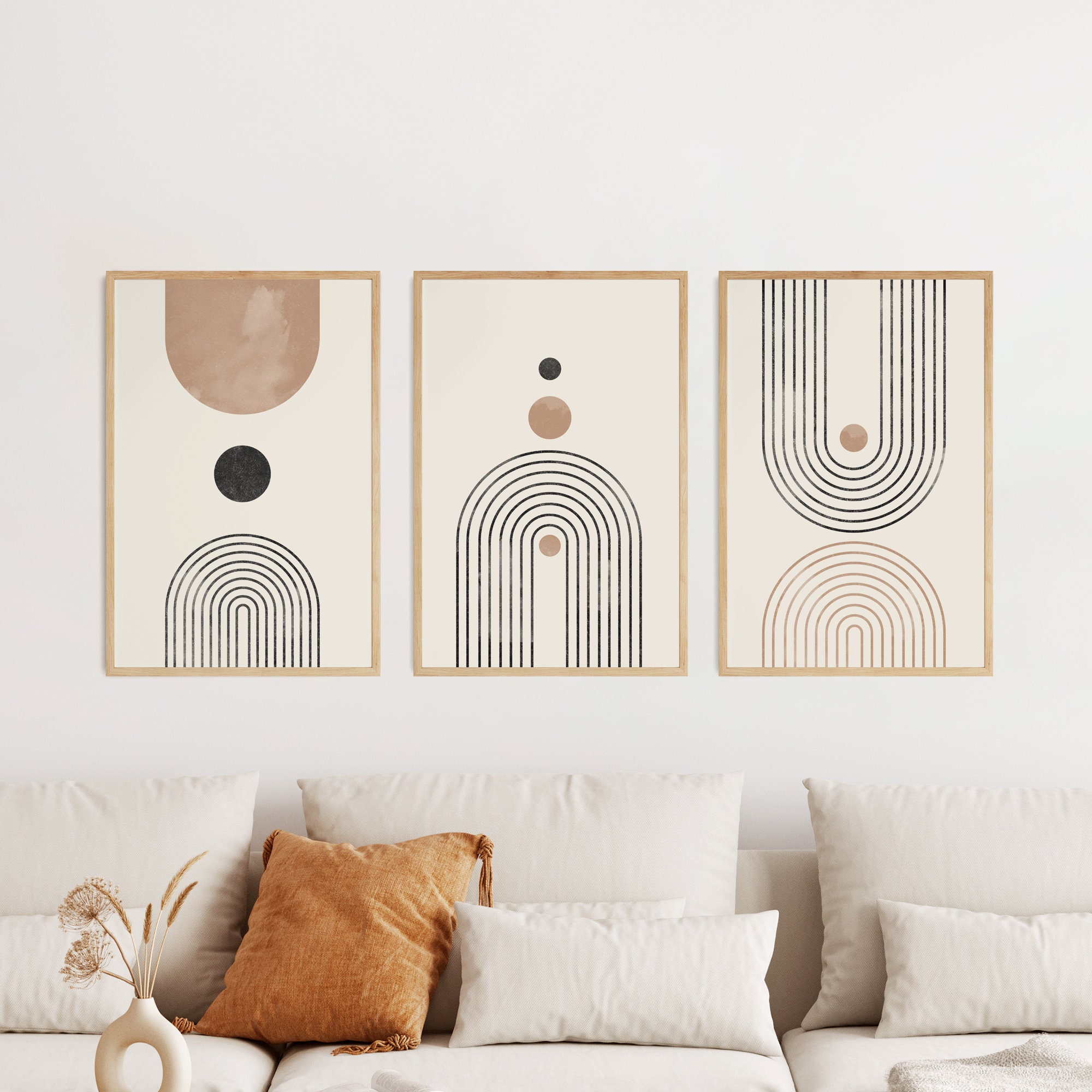 Boho Abstract Wall Art Prints, Set of 3, Printable Modern, Boho