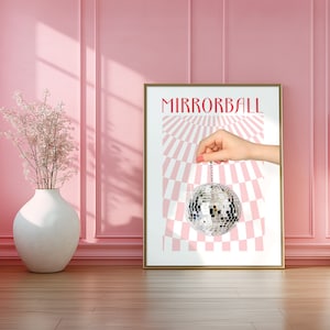 Mirrorball Print, Disco Ball Print, Girly Wall Art, Retro Dorm Room Decor, Trendy Bar Cart, Preppy Wall Art