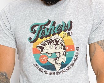 Fishers of Men shirt Matthew 4:19 bible verse shirt fishing shirt Christian shirt Jesus said Follow Me shirt Father's Day Gift