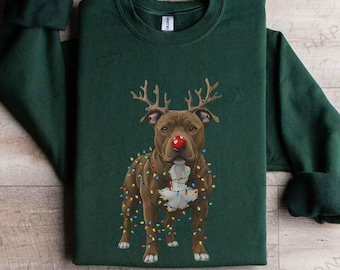 Christmas Pitbull Sweatshirt, Dog Sweater, Cute Pittie Pullover, Pit bull Lover Gift, Pitbull Christmas Shirt, Rescue Dog Tee