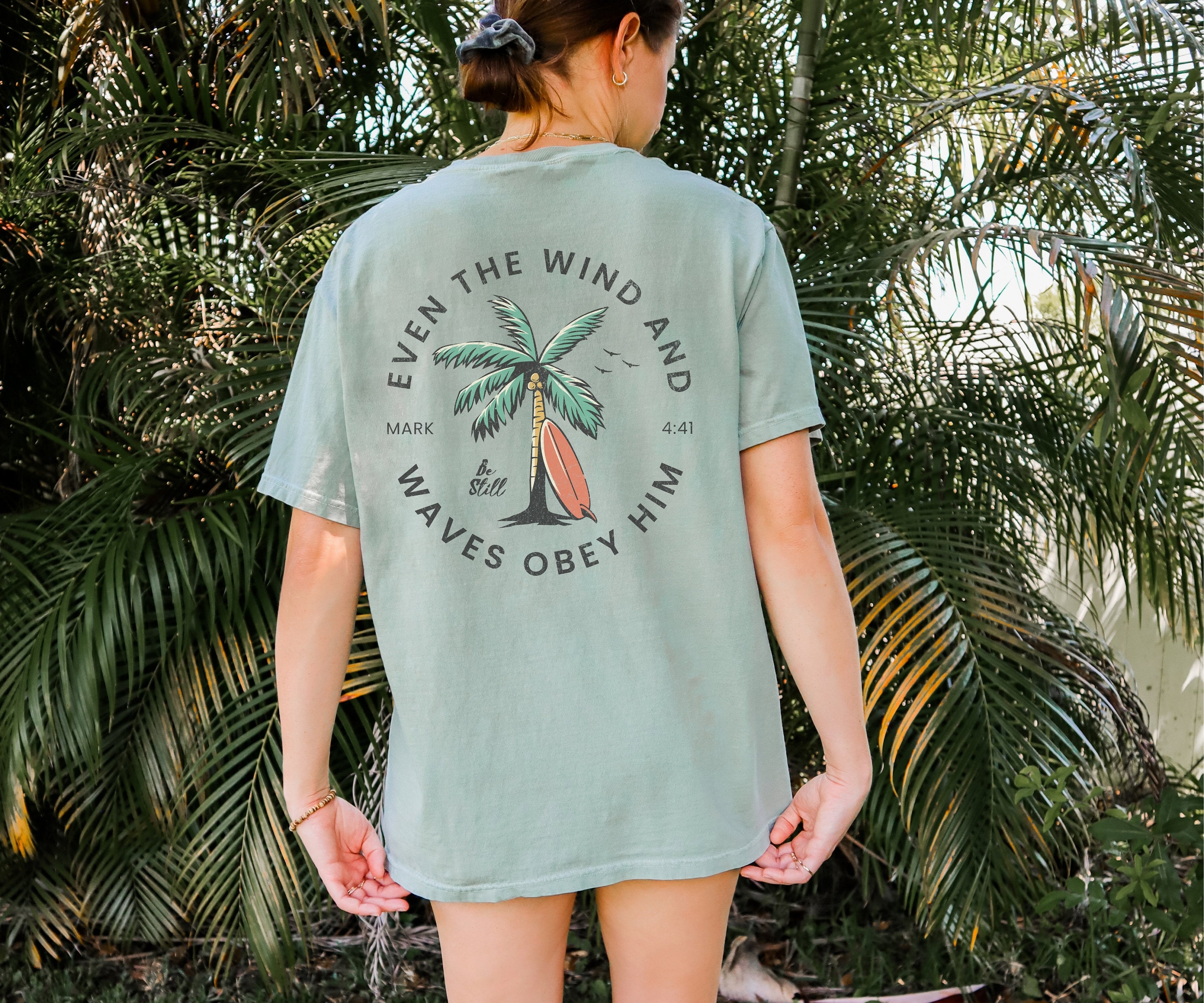 Christian Bible Verse shirt Beachy Backprint Comfort Colors Tee Trendy TShirt Unisex Tee Teen Baptism Gift Ocean Inspired Style