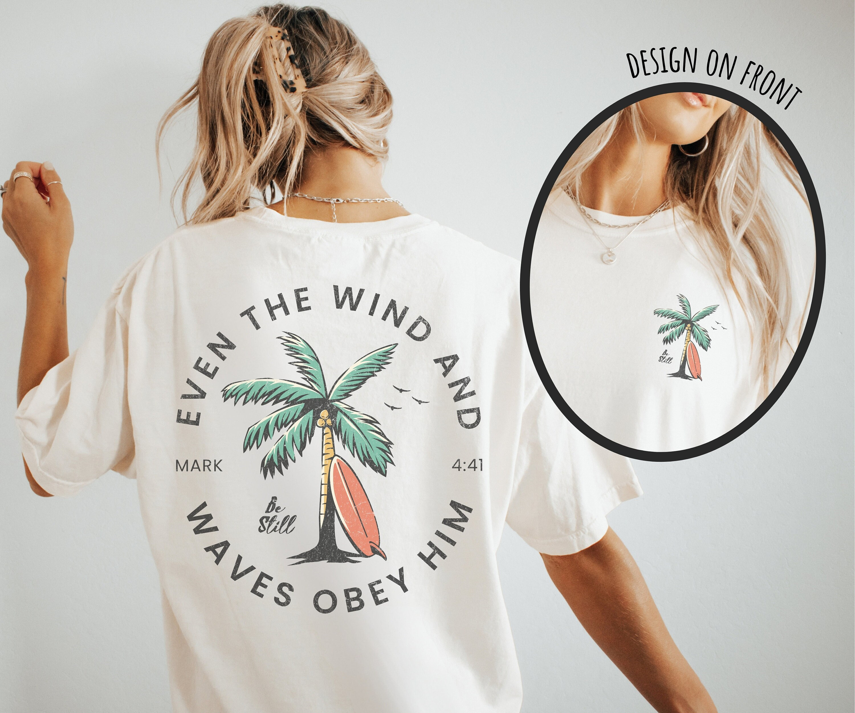 Christian Bible Verse shirt Beachy Backprint Comfort Colors Tee Trendy TShirt Unisex Tee Teen Baptism Gift Ocean Inspired Style