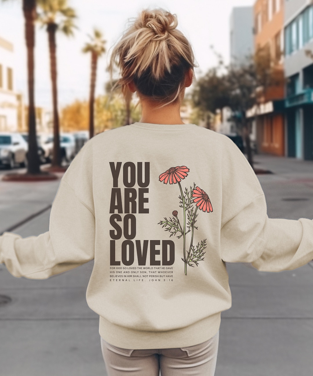 Jesus Loves You Teddy Bear Graphic Sweatshirt