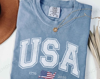 America 250th Anniversary Comfort Colors Shirt, USA 250 shirt, 1776 2026, Retro Flag Independence Day Tee, Patriotic 4th of July Gift