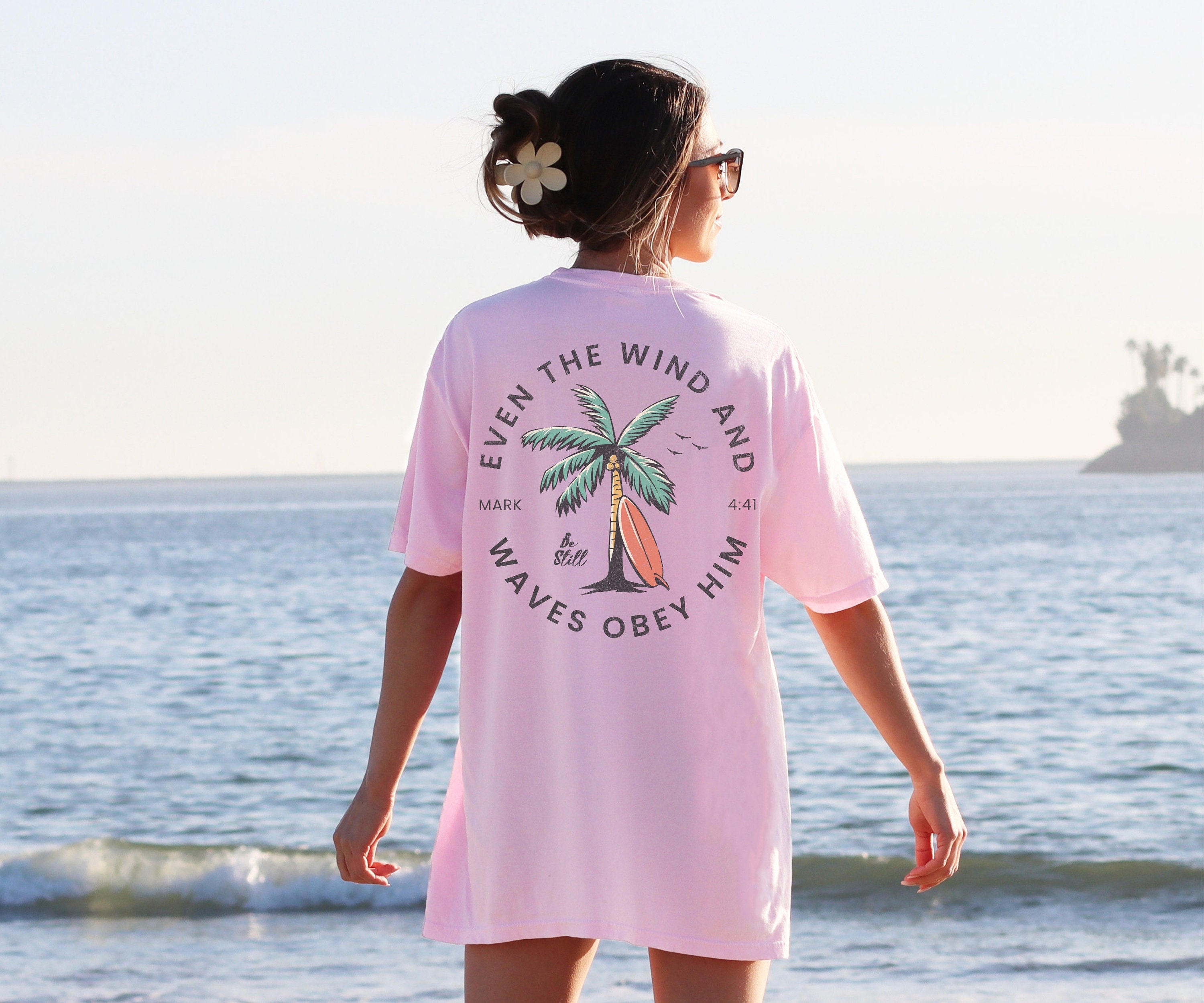 Christian Bible Verse shirt Beachy Backprint Comfort Colors Tee Trendy TShirt Unisex Tee Teen Baptism Gift Ocean Inspired Style