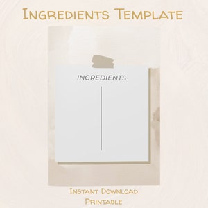 Cartão de ingredientes personalizado, modelo para proteger e compartilhar ingredientes