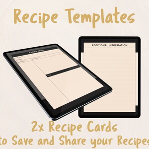 2x Printable Recipe Cards, Custom Recipe Templates, Instant Download, Digital, Save your Recipes, Share with friend, Post on Social Media