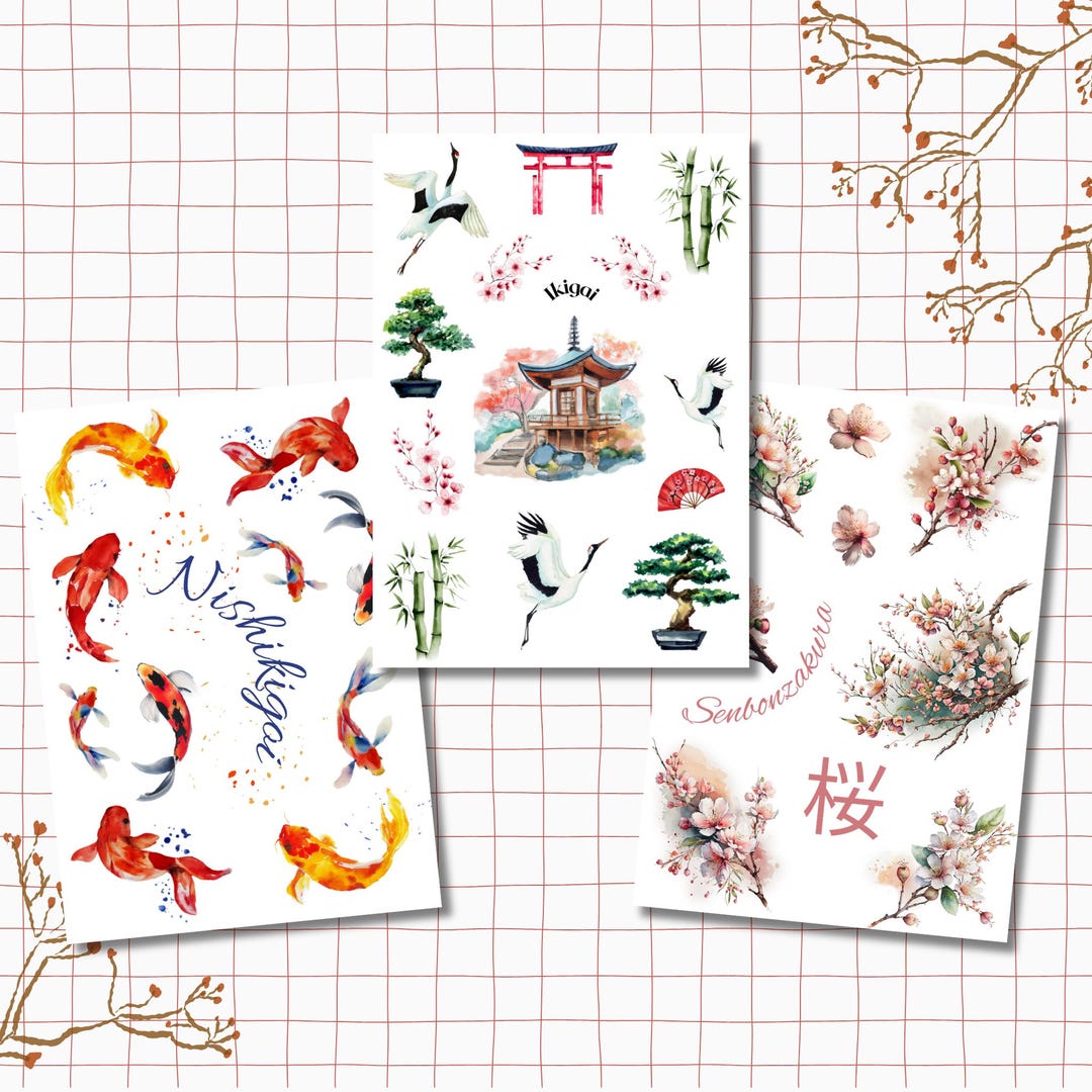 Japanese Sticker Calendar 4 A6 Sticker Sheets - Japan Set | Bullet Journal Stickers | Scrapbook ...