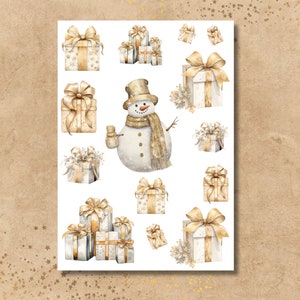 Sticker Sheet - Christmas | Bullet Journal Stickers | Scrapbook Stickers | Planner Stickers | Christmas Presents | Gold | Pastel