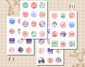 Japanese Stamps Sticker Sheet - Japanese Regions | Decoration | Colorful
