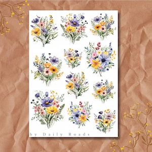 Sticker Bogen - Wiesenzauber | Blumen | Wilde Blumen | Bullet Journal Aufkleber | Scrapbook-Aufkleber | Planner Sticker