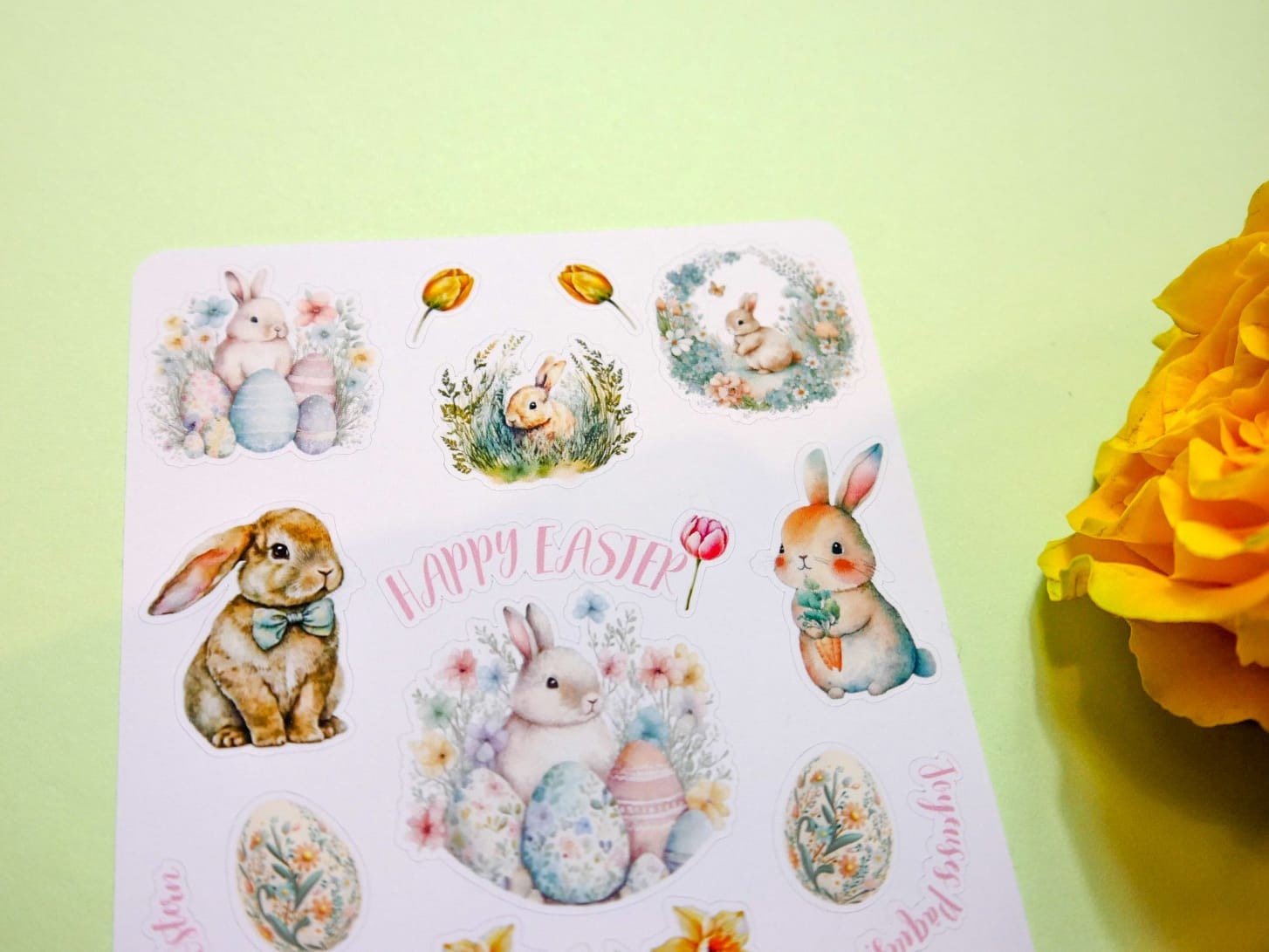 Sticker Sheet - Happy Easter | Bunnys | Cute | Holiday | Easter Eggs ...