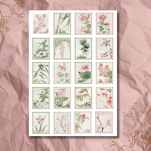 d'autocollants pour timbres-poste - Fleurs pastel | Décoration | Fleurs | Coloré
