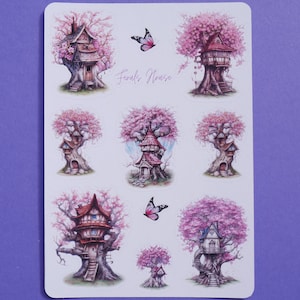 Hoja de pegatinas - Casa Feouls / Hadas / Arte a lápiz / Pegatinas para bullet journal / Pegatinas para scrapbook / Pegatinas para planificador