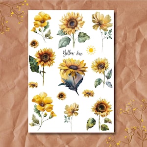 Sticker Sheet - Yellow Love | Sunflowers | Bullet Journal Stickers | Scrapbook Stickers | Planner Stickers | Floral | Yellow