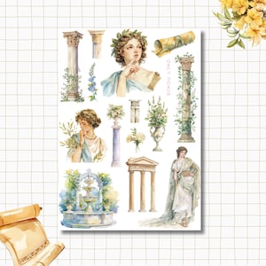 Foglio di adesivi - Pantheon pastello / Roma / Antico / Impero / Adesivi Bullet Journal / Adesivi Scrapbook / Adesivi Planner