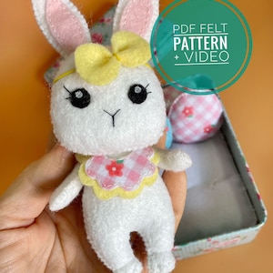 Felt bunny pdf pattern, Easter decor pattern, felt easter ornaments.Felt Rabbit Felt Bedding -Instant Digital Download- Children's Felt Toy