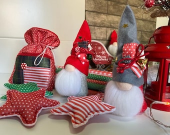 Patrón de costura de adornos navideños de gnomos, PDF, patrón de fieltro en video, gnomos de Navidad, decoración del árbol de Navidad, saco de fieltro para regalos de Navidad