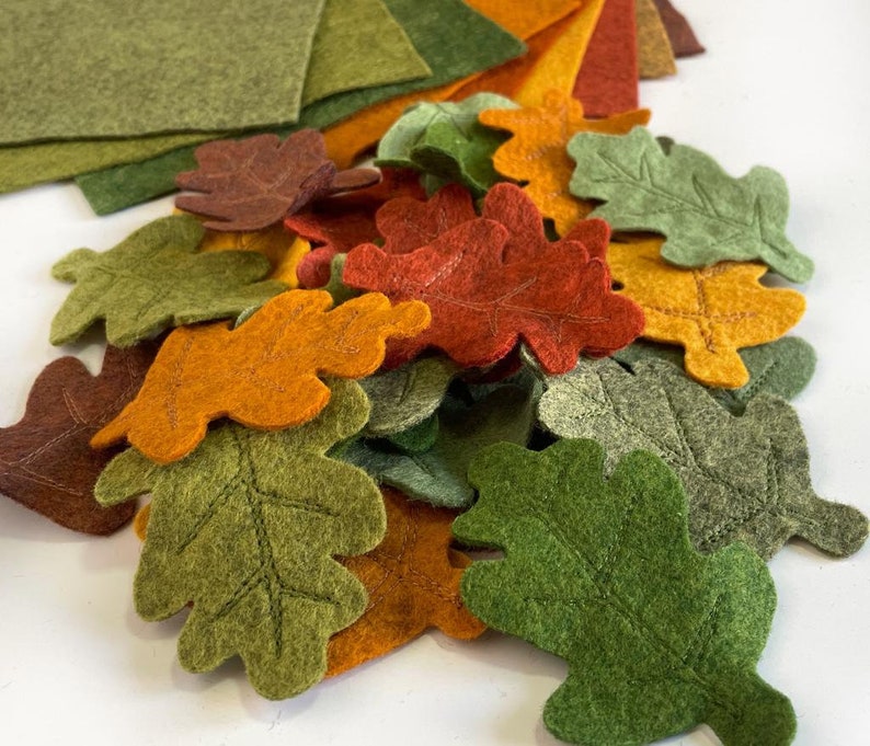 Fall Felt Leaves Fall Leaves Pack of 9 Fall Leaves. die cut leaves, felt leaf, DIY.Handmade felt sheets zdjęcie 1
