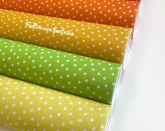 Printed Felt, Printed Polka Dot Felt, Soft Felt 8.1" × 11.4"(20.5×29cm) 11.4"x16.1"(29x41cm) thickness 1.2 mm, Yellow Colors