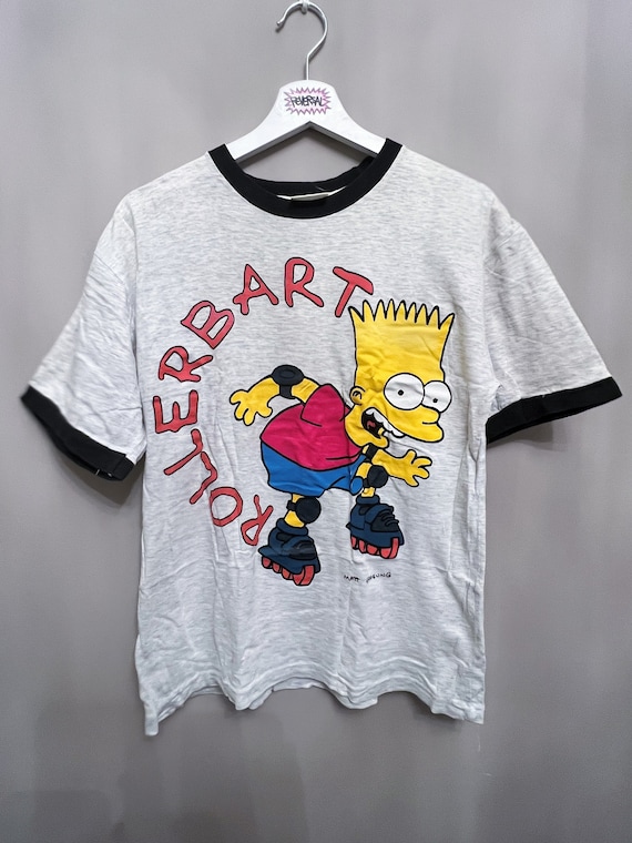 Simpsons Roller Bart Tshirt Vintage 90s Y2K RARE Ringer Official S
