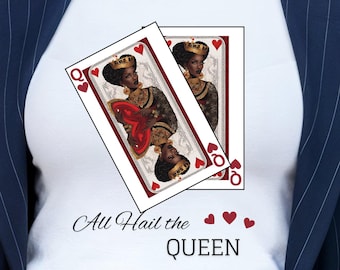 Zwart Queen of Hearts-T-shirt, speelkaart-shirt