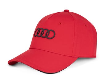 Official Unisex Adult Mens Audi Black 3D Rings Logo Baseball Cap / Kappe, schwarz RED 3132402620 New with Tags OLP