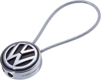 VW Volkswagen Loop Keyring by Troika- wire loop - enamel cast metal, chrome plated, Silver & Black, Approx. 70 x 27 x 12 mm NEW Boxed OLP