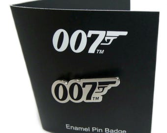 Official James Bond 007 Iconic 007 Gun Logo Enamel Metal Pin Badge Gift, Black & Silver